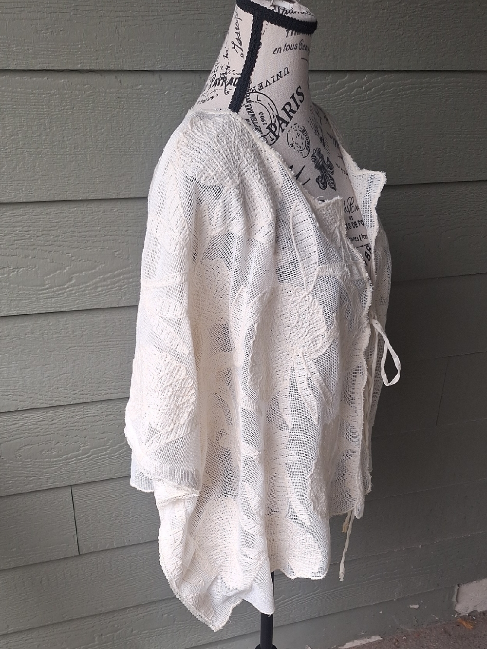 Free People Willow Tie-front Sheer Cape Top in White One Size - Picture 9 of 15
